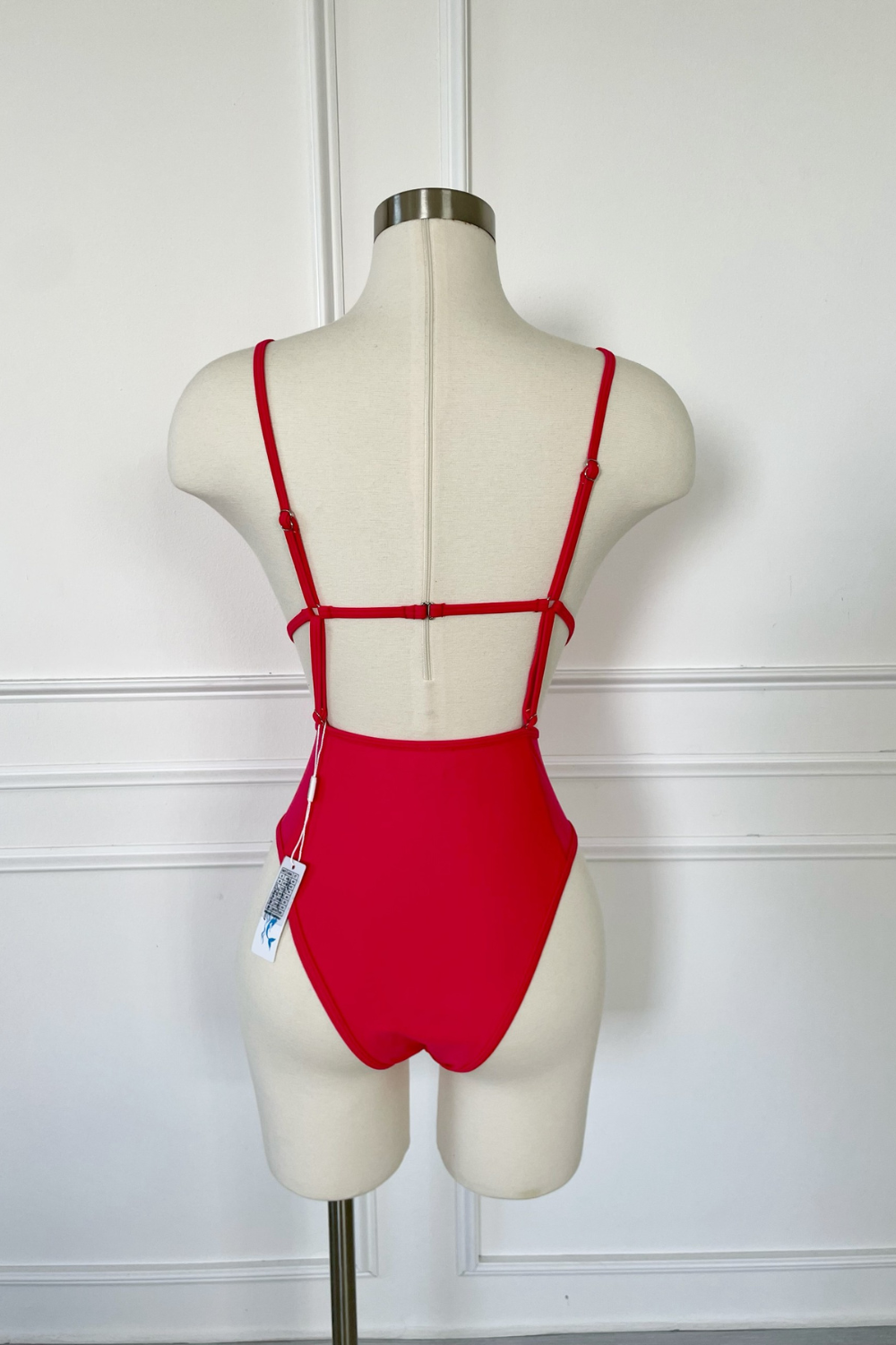Red open back one piece swuimsuit