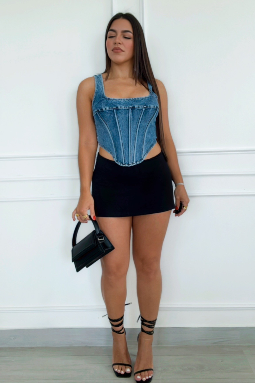 Amber dark denim corset