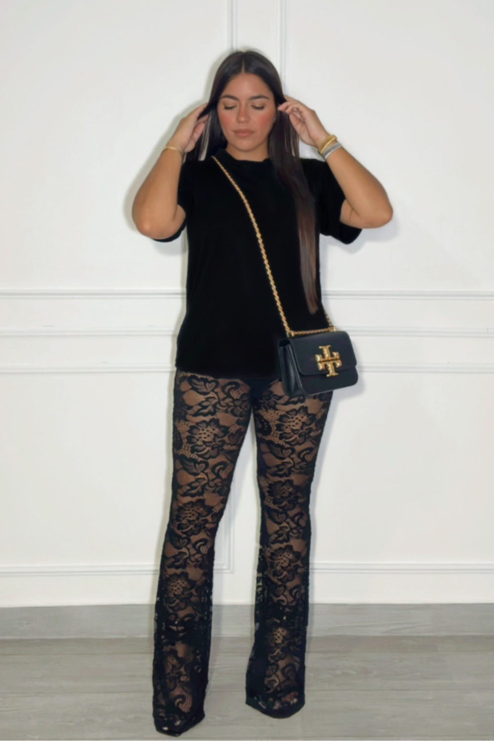 Black lace pants