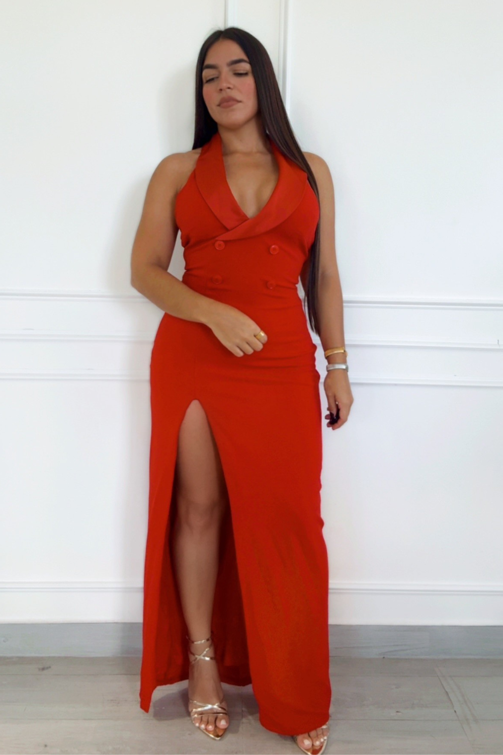 Tux Sexy side slit maxi dress
