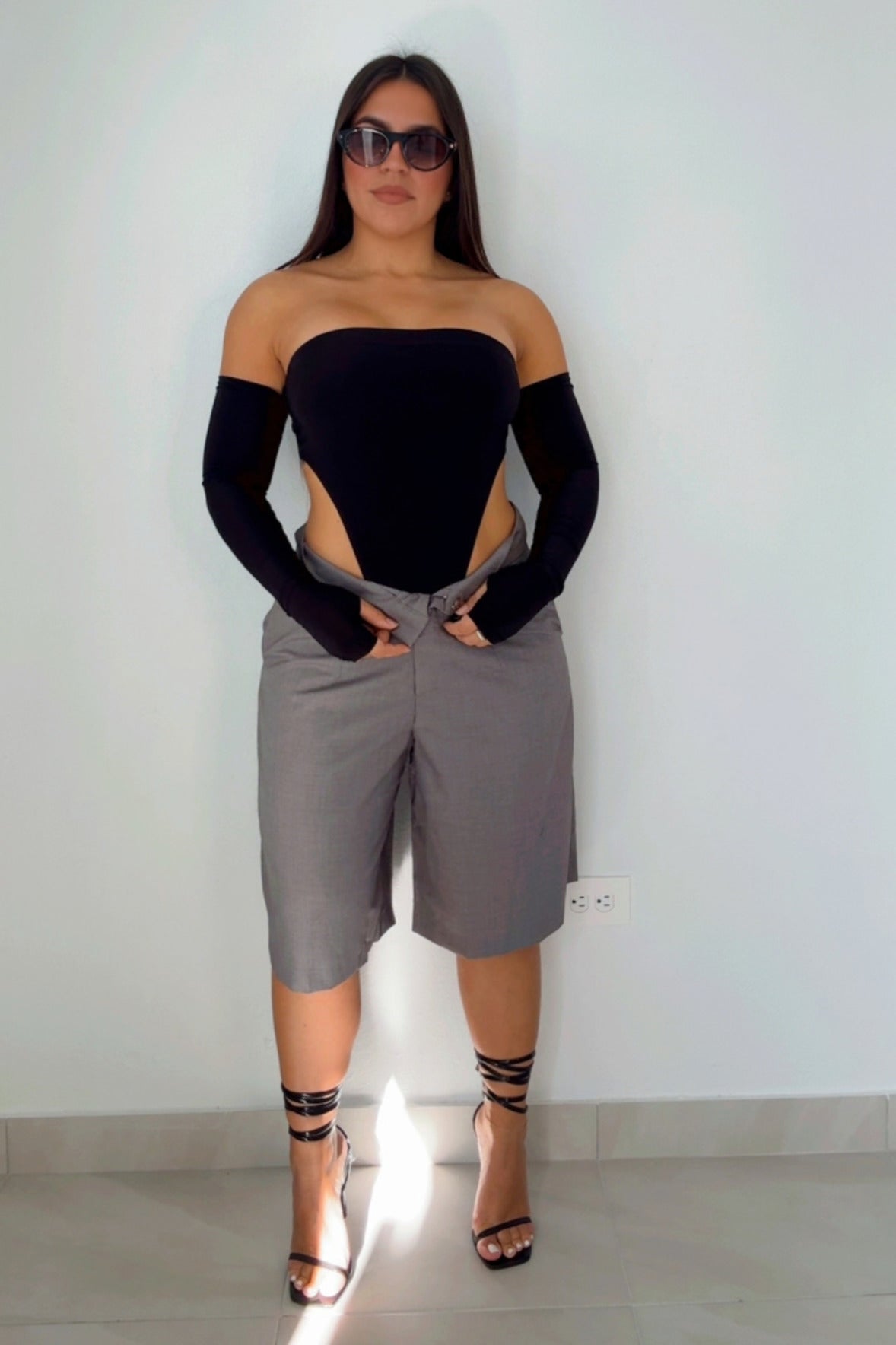 Off shoulder black bodysuit