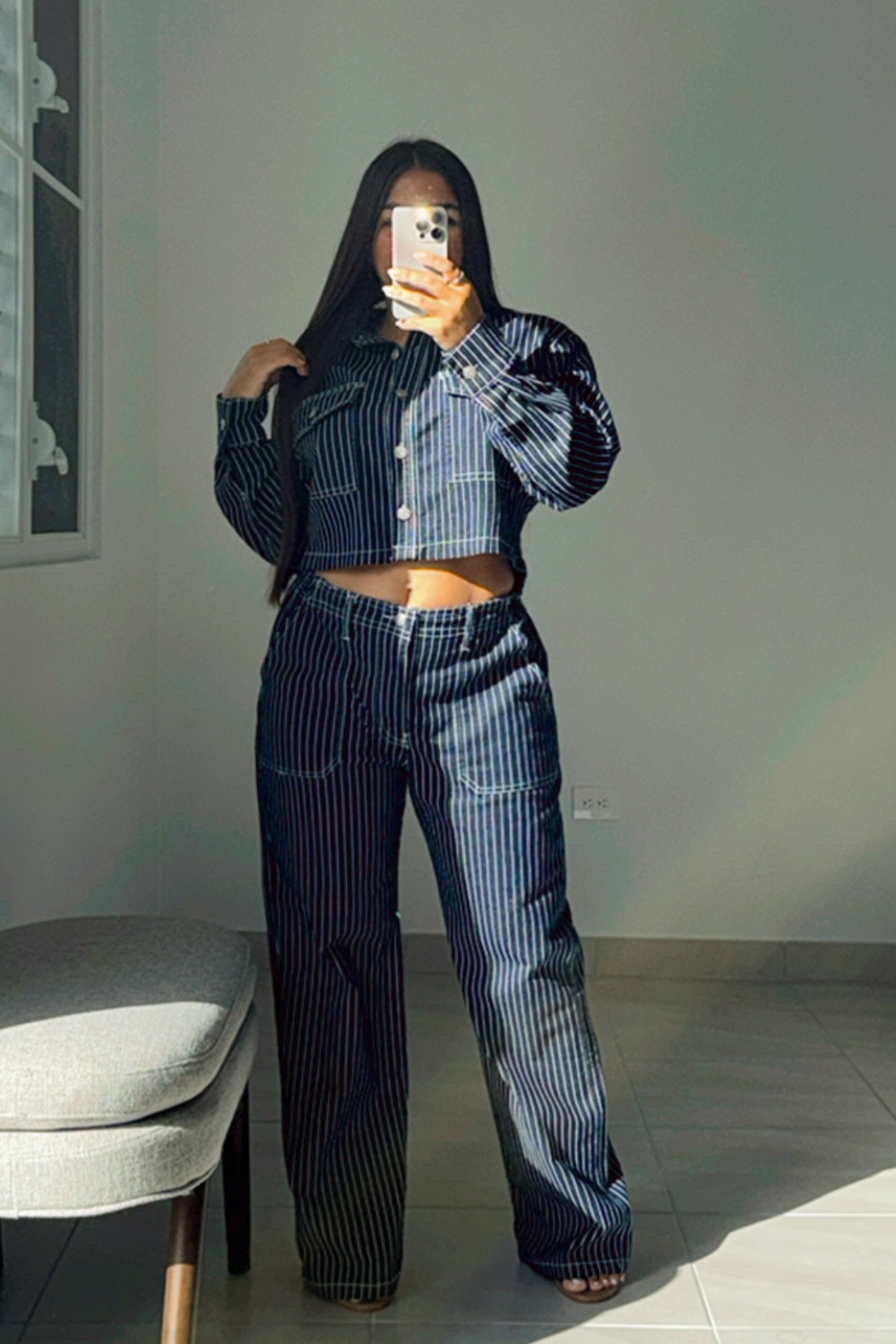 Denim two piece set
