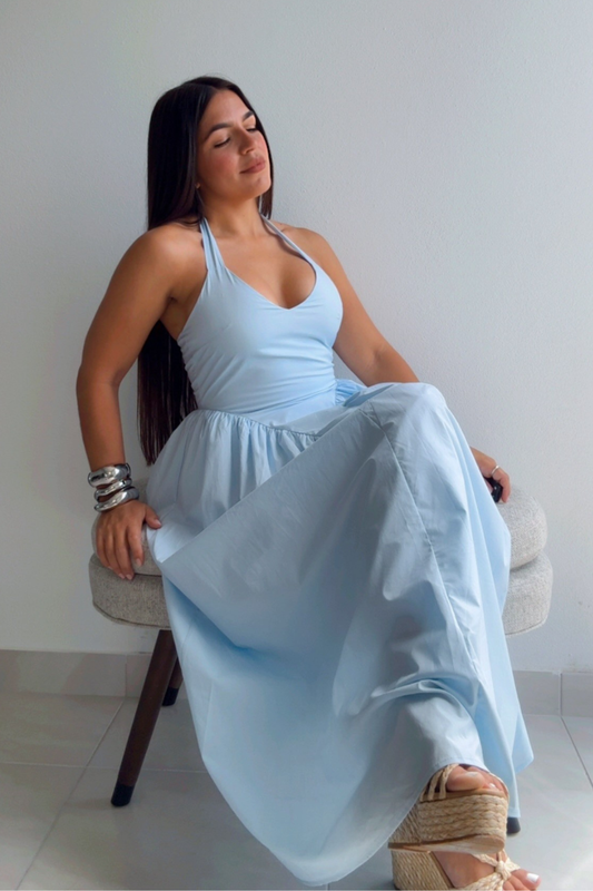 Hortensia halter midi dress