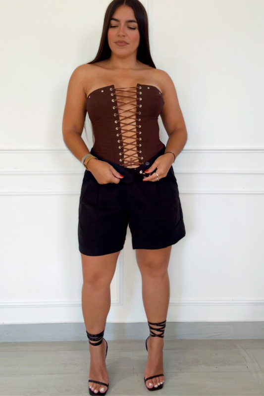 Dressy black linen shorts