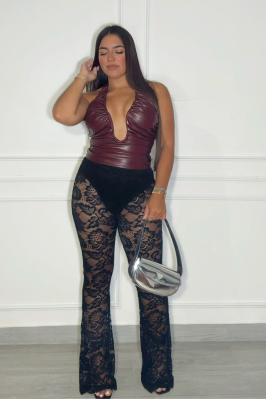 Black lace pants