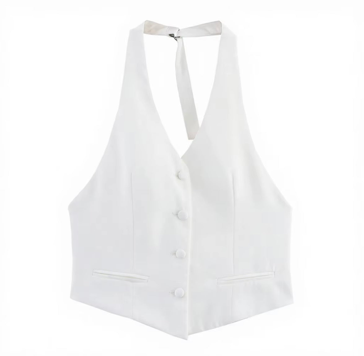 Open back white vest