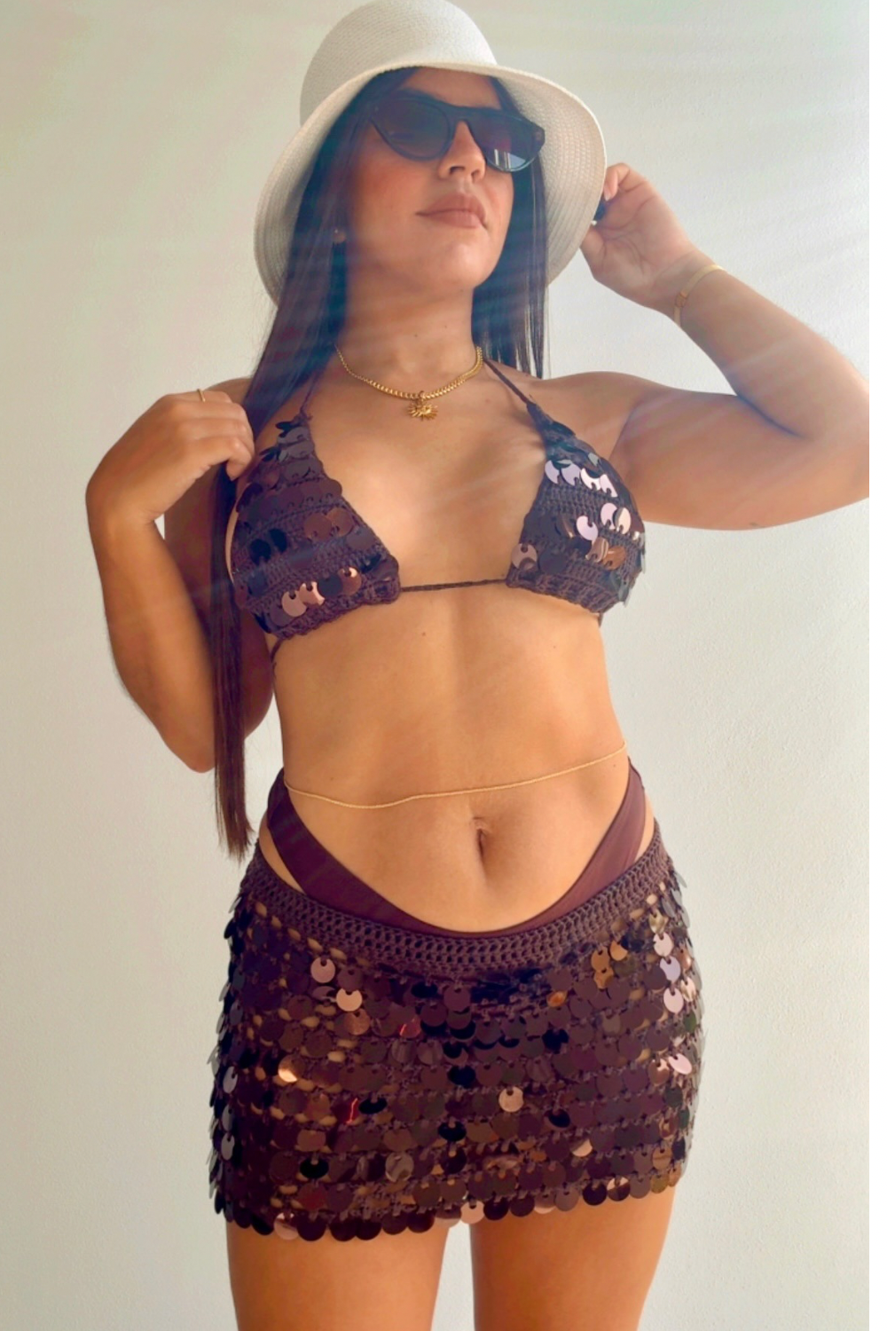 Sequins swimwear coverup set