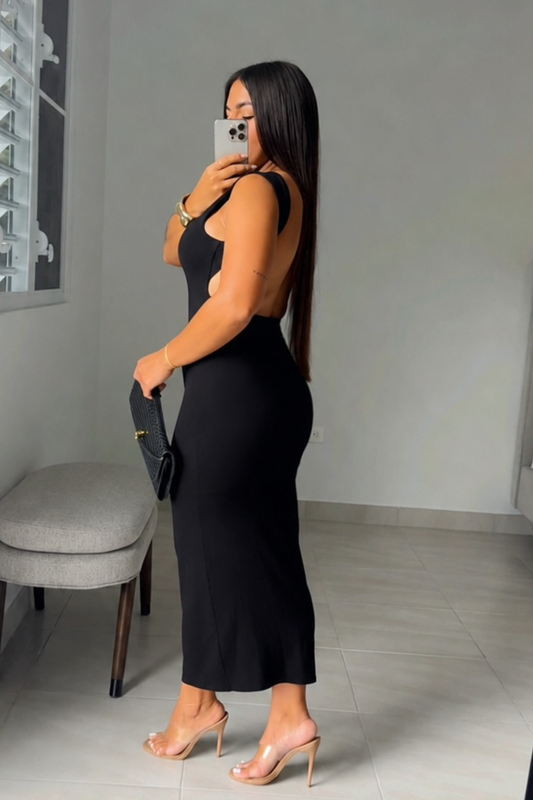 Sculpted black pencil dress