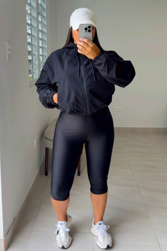 Black scuba capri pants