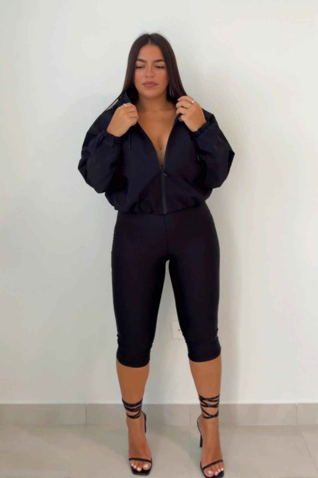Black scuba capri pants