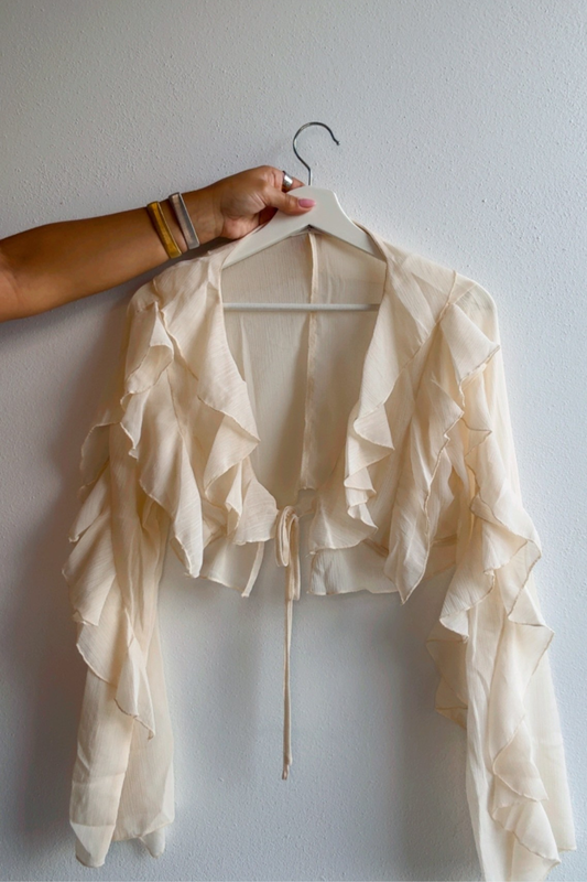 Aura ruffle front tie crop top
