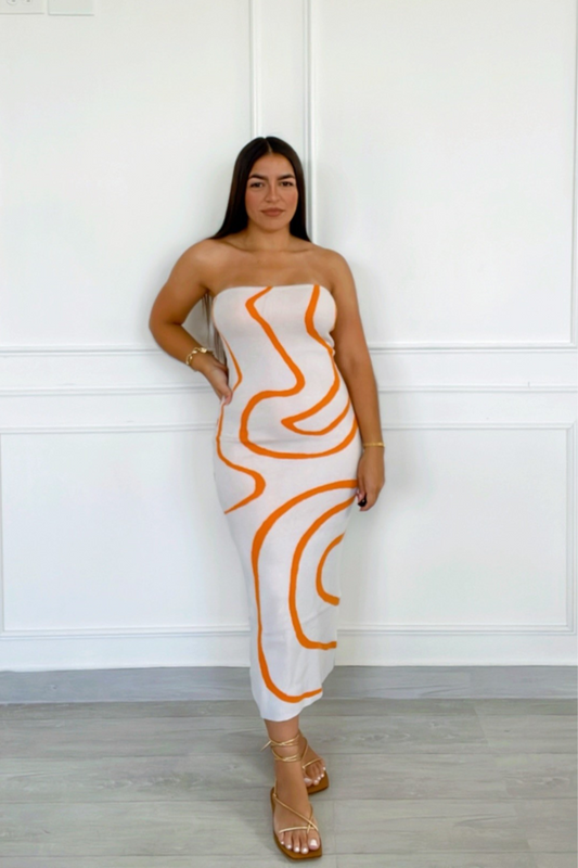 Sunset strapless midi dress