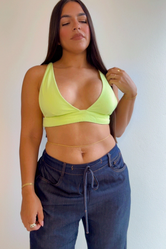 Lime denim bralette top