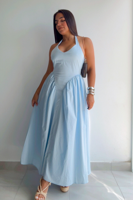 Hortensia halter midi dress