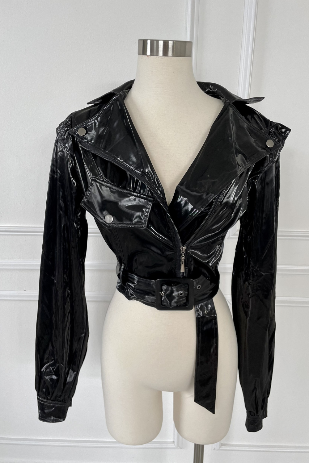 Black leather moto jacket