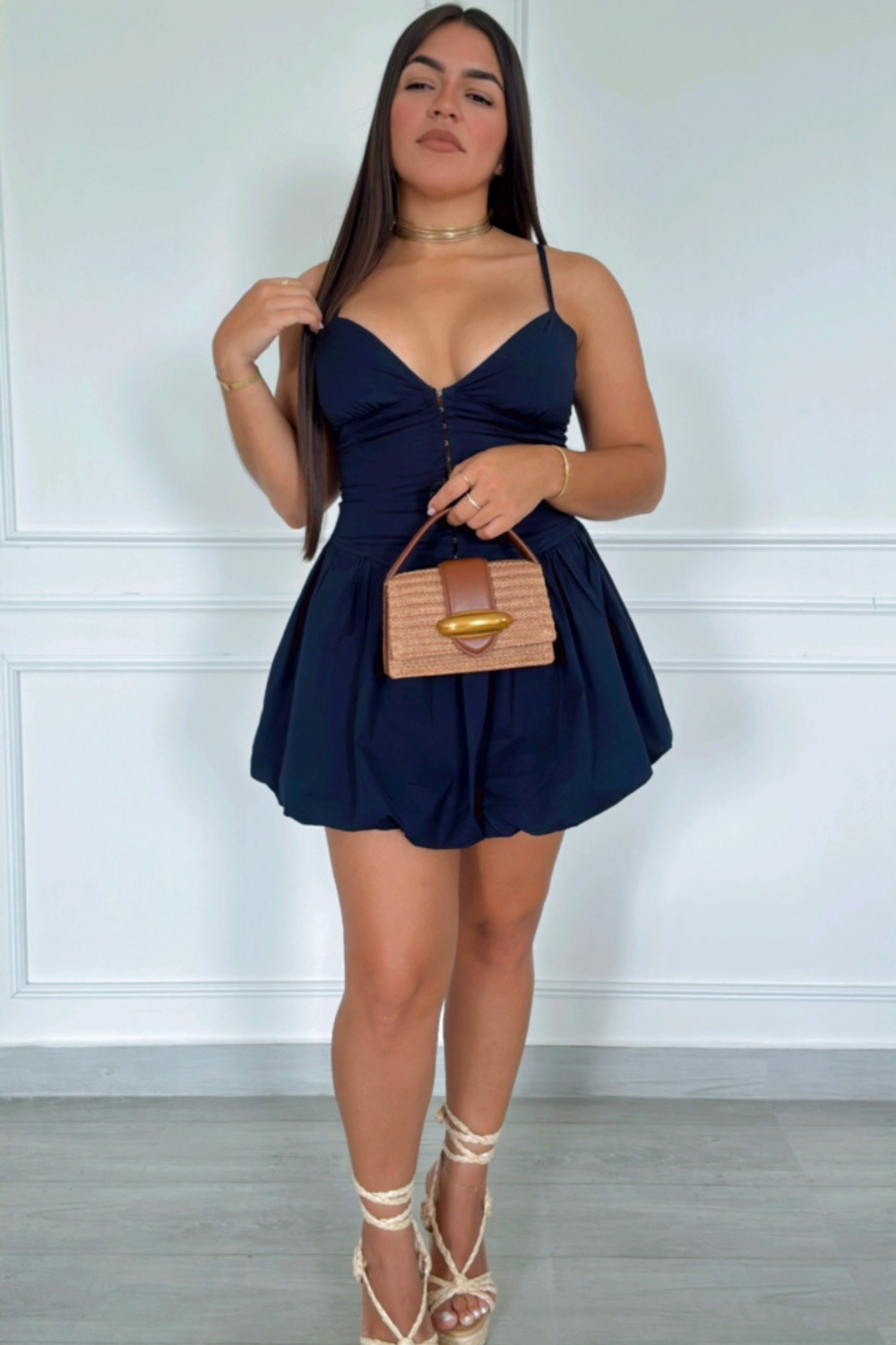 Rebecca corset poplin dress