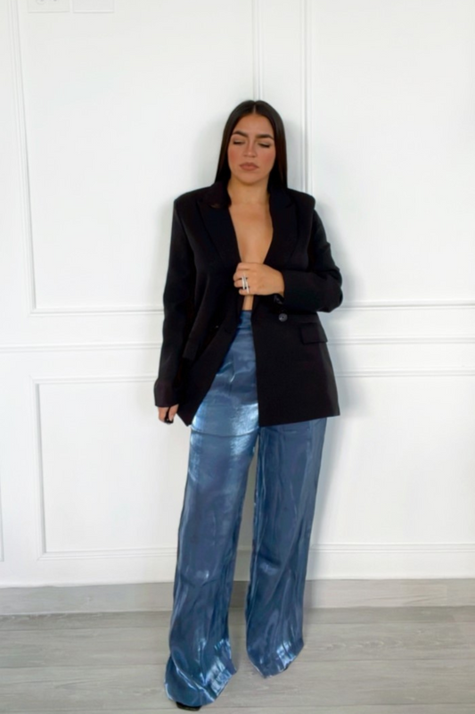 Wide leg metallic pants