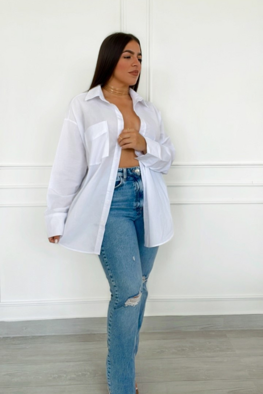 White long sleeve buttoned top